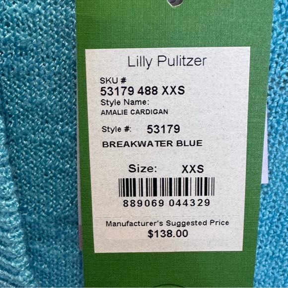 NWT Lilly Pulitzer Amalie Cardigan in Breakwater Blue Sz XXS - Picture 8 of 11